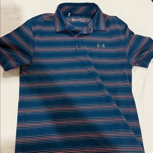 Under Armour  Blue and Red Striped Polo